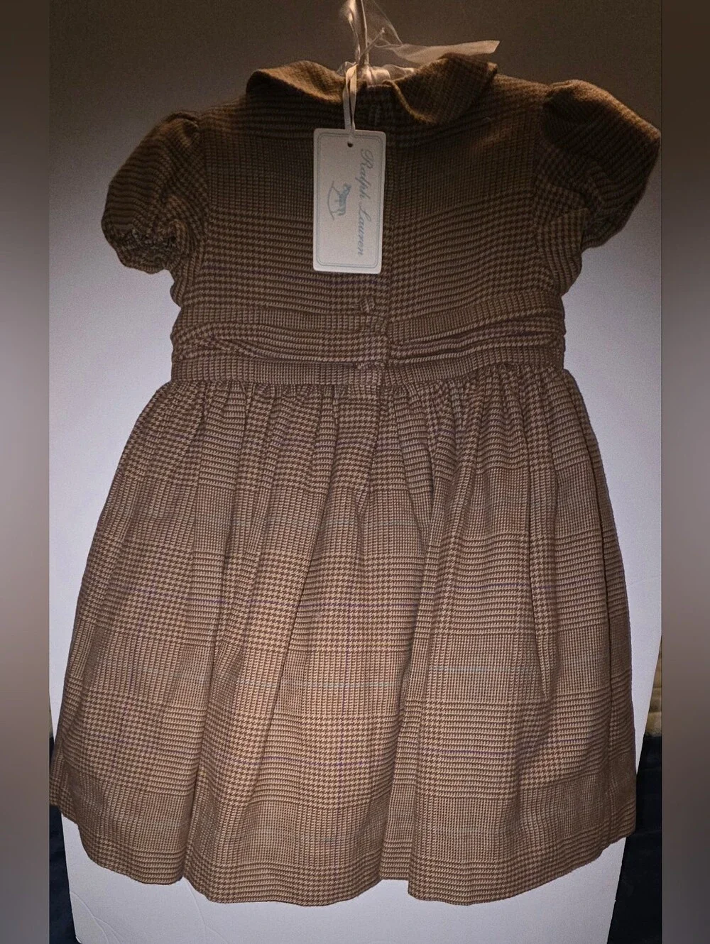 Ralph Lauren Classic Brown Plaid Smocked Front Girls Dress Size 18 Months